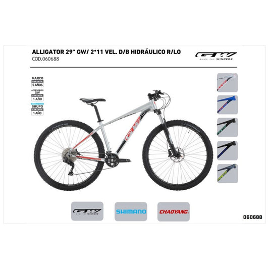 BICICLETA 29 ALLIGATOR 2*11 ALUMINIO GW